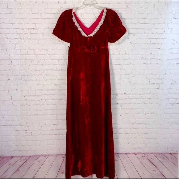 Vintage 50 60s Long Maxi Velvet Dress Size S/M - Picture 2 of 4